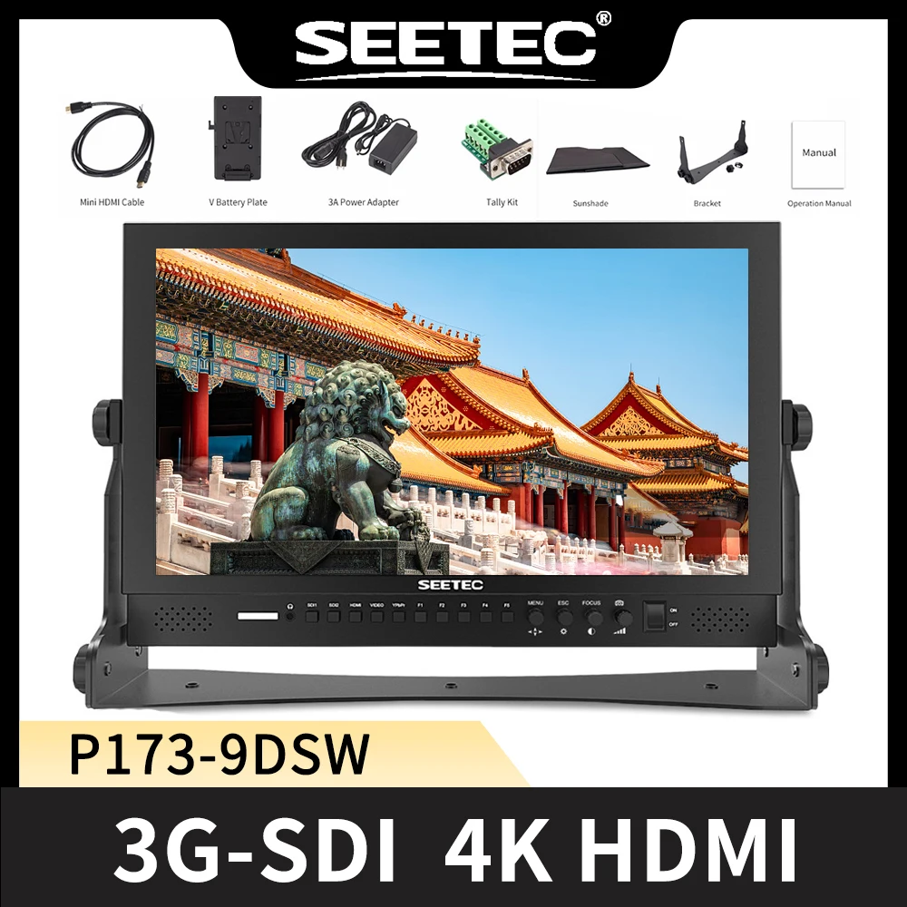 

Seetec P173-9DSW 17.3 Inch FHD 1920x1080 Broadcast Monitor with 3G-SDI HDMI Waveform Vector Scope LCD Director Monitor Studio