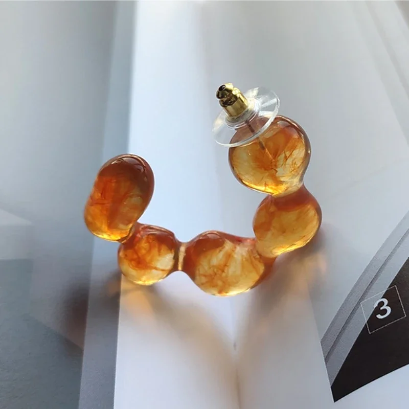 Полупрозрачные желейные серьги C-образной формы для женщин ярких цветов милые