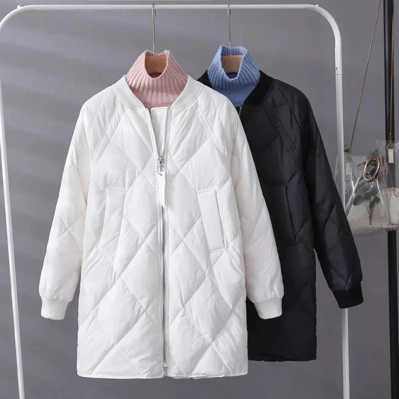 Cotton Coat Women Parkas 2022 Winter Jacket New Korean All-match Casual Baseball Uniform Jackets Female Long Diamond  Outerwear