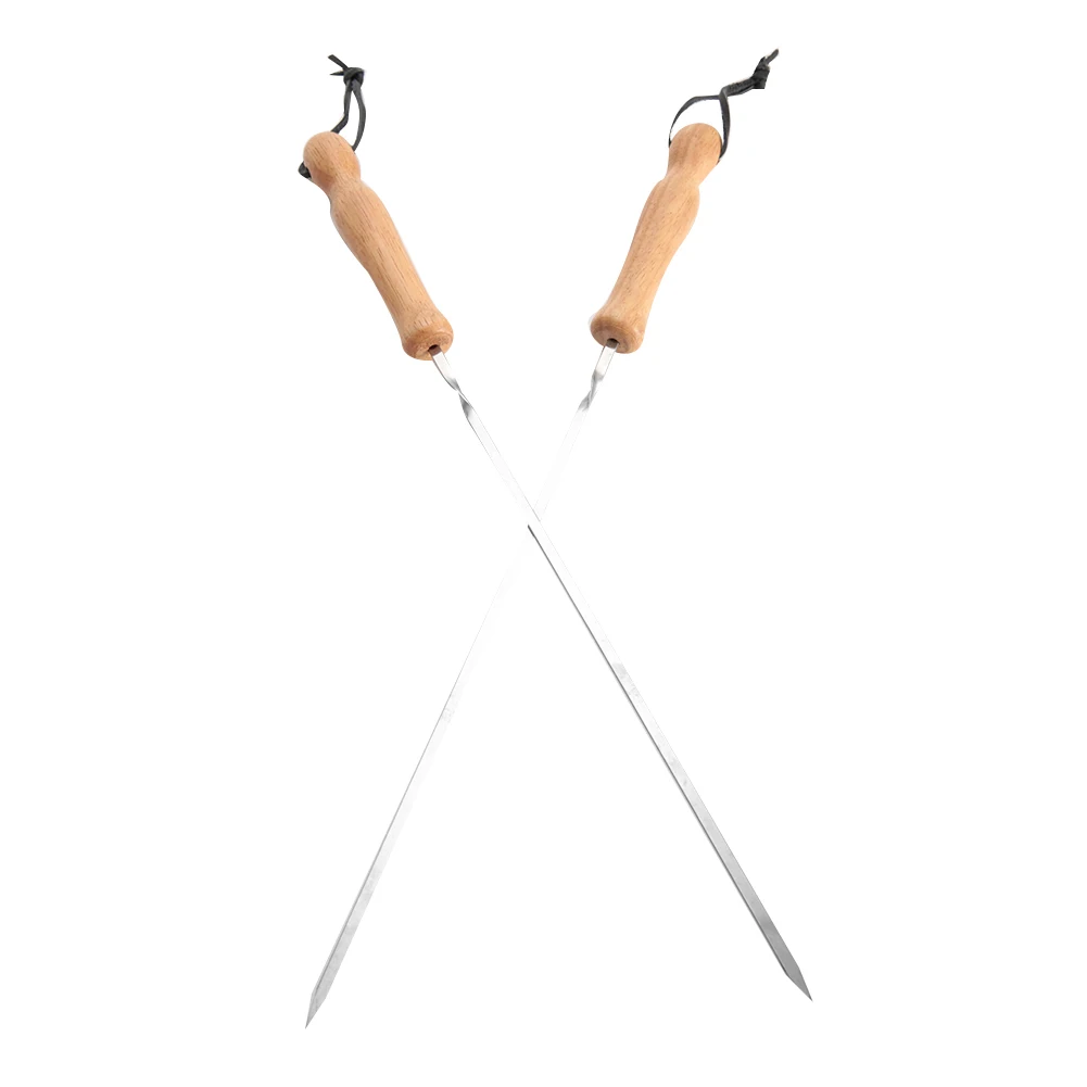 6ШТ 40 см Гриль для барбекю из нержавеющей стали с деревянной ручкой набор