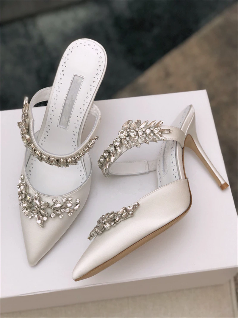 2022 European and American new style ladies sandals, high heels with diamond decoration