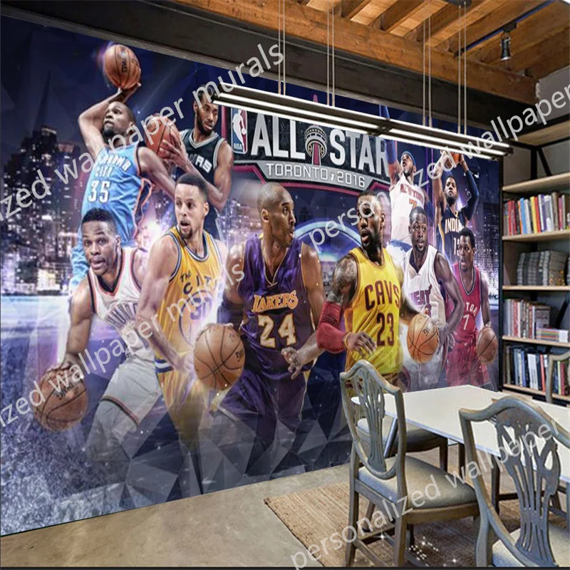 

Custom 3d Wallpapers NBA All-star Basketball Theme Club KTV Background Wall Industrial Decor Wall Paper Papel De Parede