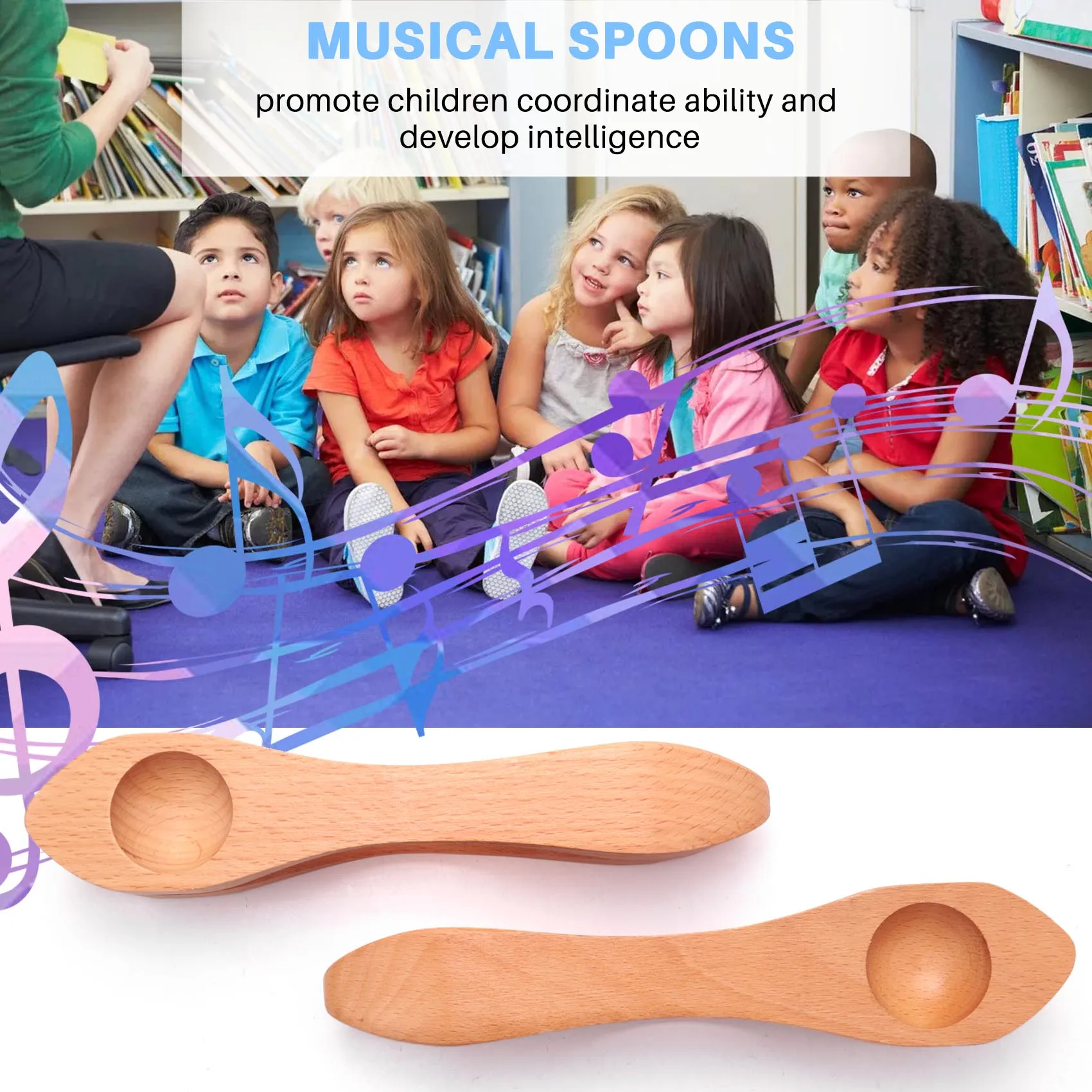 2 шт. деревянные музыкальные ложки народный ударный инструмент натуральное