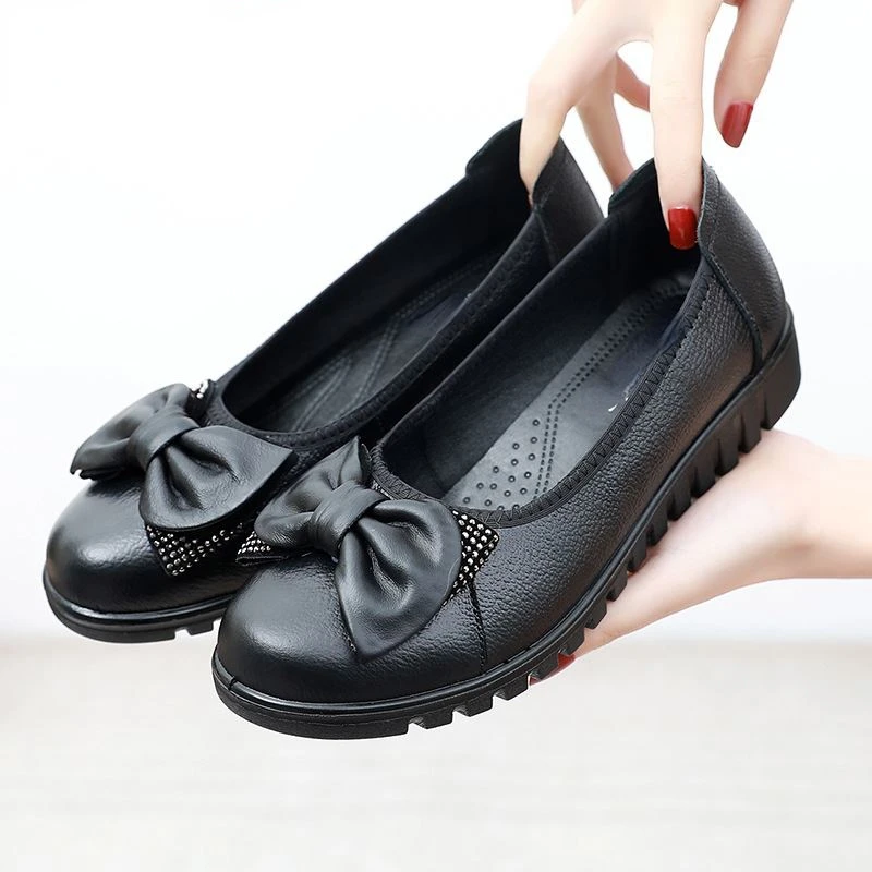 

Women Flat Shoes Soft Genuine Leather Office Lady Casual Shoes Female Autumn Non-slip Women flats Large Size