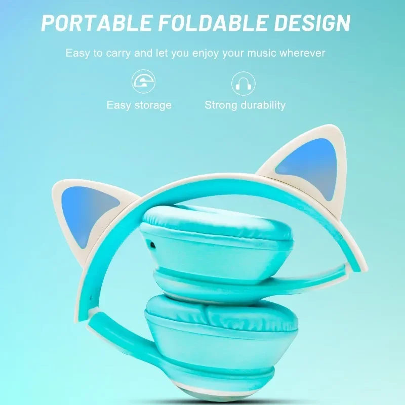 Беспроводные Bluetooth-наушники с кошачьими ушками и градиентом цвета
