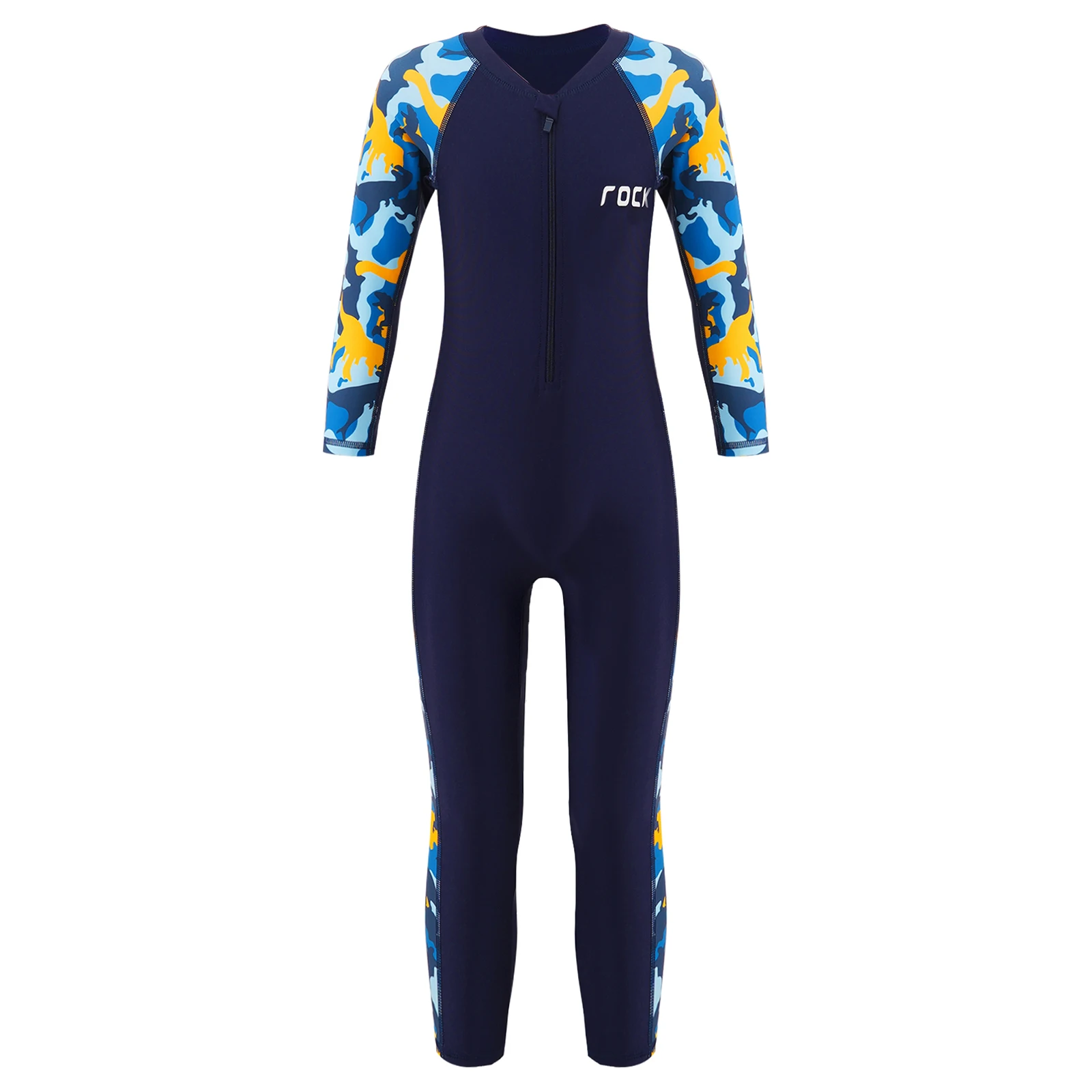 

Athletic Swimwear Kids Boys One-piece Swimsuit Long Sleeve Front Zipper Full Body Diving Swimwear Bathing Suit Surfing Jumpsuit