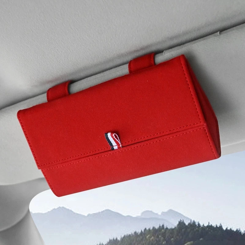 

Car Visor Sunglasses Case Clip Hanger Magnetic Fastener Sunglasses Holder PU Leather Storage Box Eyeglasses Holder Car Interior