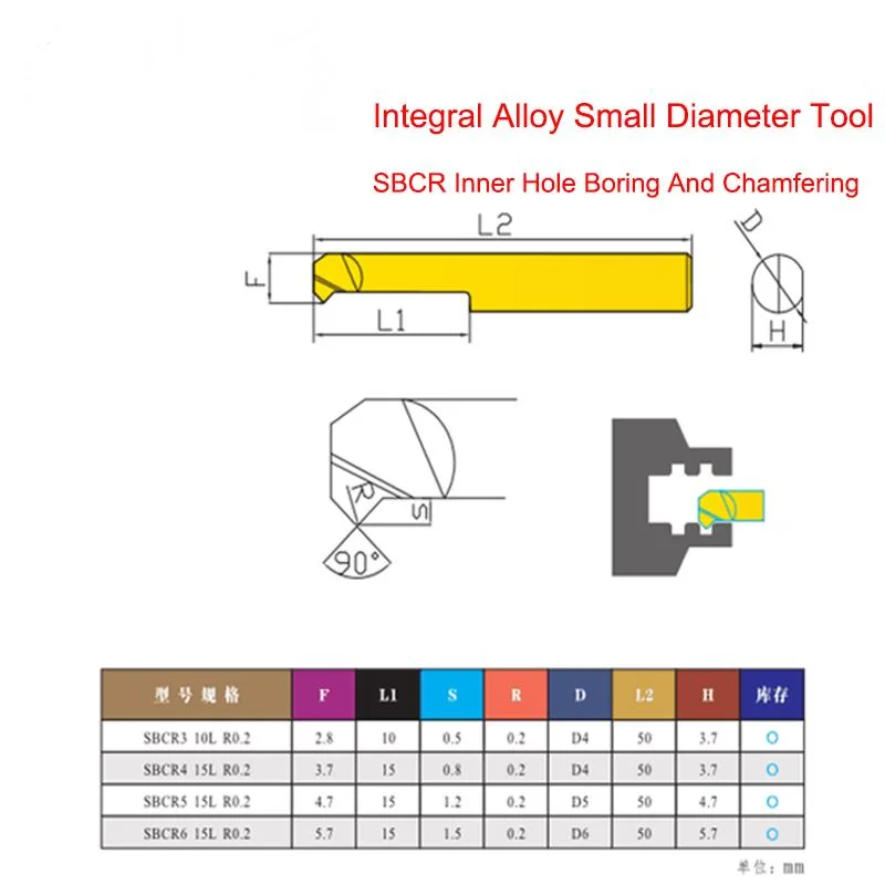 

CNC Tungsten Steel Alloy Small Aperture Boring Cutter Inner Hole Chamfering Boring Cutter SBCR 3 4 5 6 10L 15L 15L