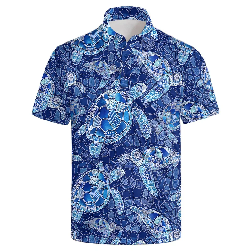 Мужская футболка-поло с 3D-принтом динозавров Повседневная рубашка лацканами