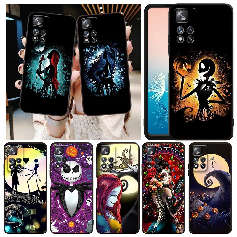 

Nightmare Christmas Jack Art Phone Case For Xiaomi Redmi Note 12 11E 11S 11 11T 10 10S 9 9T 9S 8T 8 Pro Plus 5G Black TPU Cover