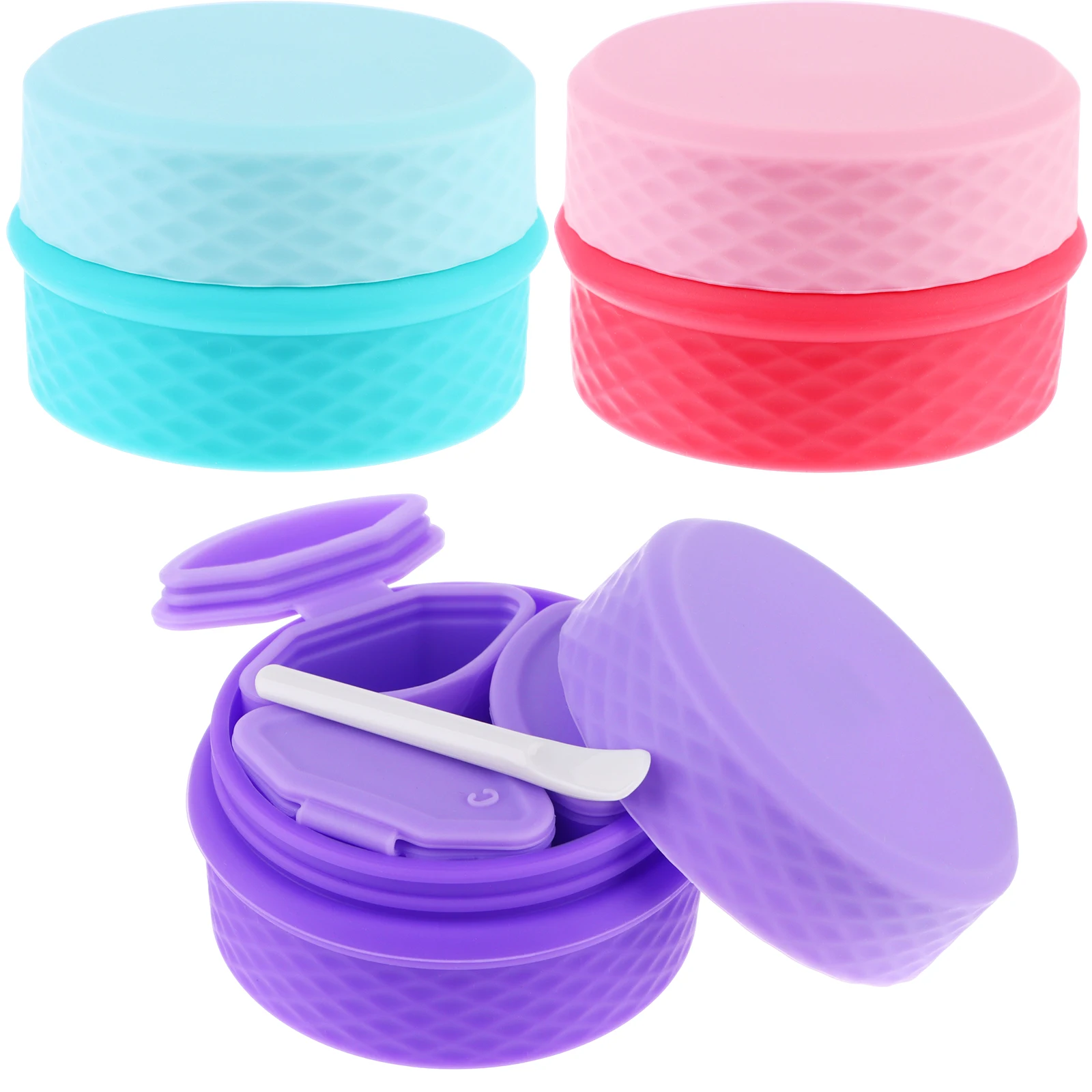 

3 Sets Travel Makeup Containers Silicone Leakproof Travel Dispenser Jar Refillable Cosmetic Containers 3 In 1 Travel Empty Cream