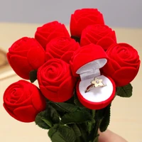 1 pc creative rose shape engagement romantic party wedding earring ring pendant jewelry display box new gift lovely