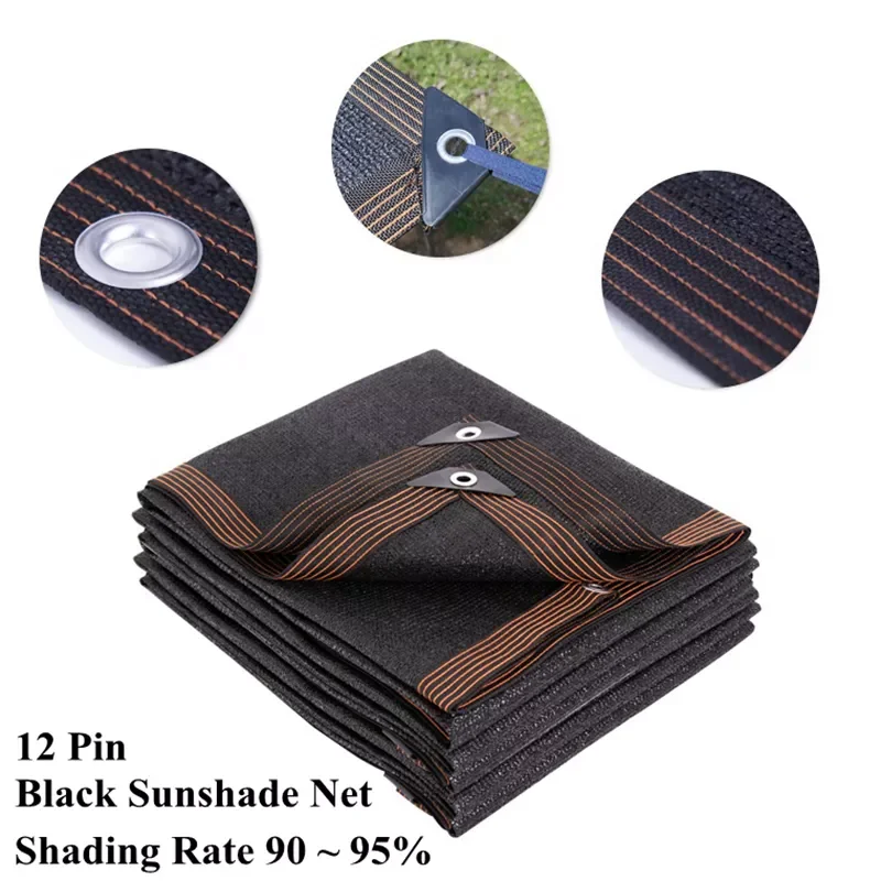 

NEW2023 Black 12 Pin Thick Anti-UV HDPE Shading Net Greenhouse Succulent Plant Sunshade Net Outdoor Swimming Pool Cover Sun Shad