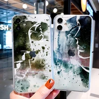 watercolor face clear phone case for iphone 7 8 plus se 2020 12 13 mini 11 pro max x xr xs max soft transparent printed cover