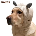 Теплая зимняя Осенняя шапка NONOR с ушками, милые аксессуары для домашних животных для собак, Забавный костюм, одежда, шапка для бульдога
