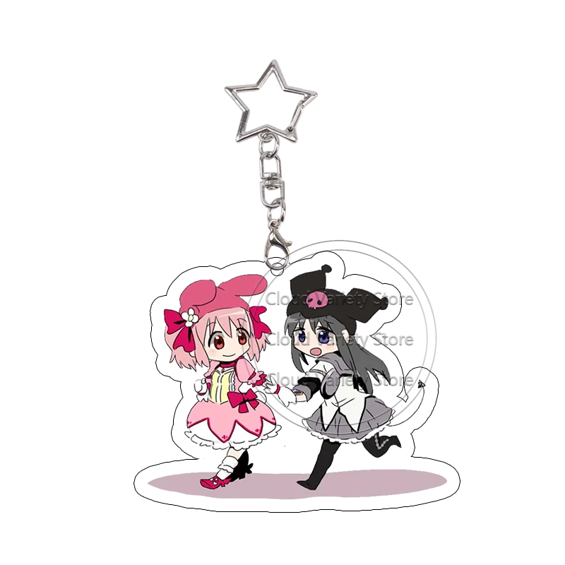 Фото Акриловый брелок Puella Magi Madoka Magica: Чиби-фигурка, украшение для сумки, аниме-подвеска, кавайный аниме-подарок №5
