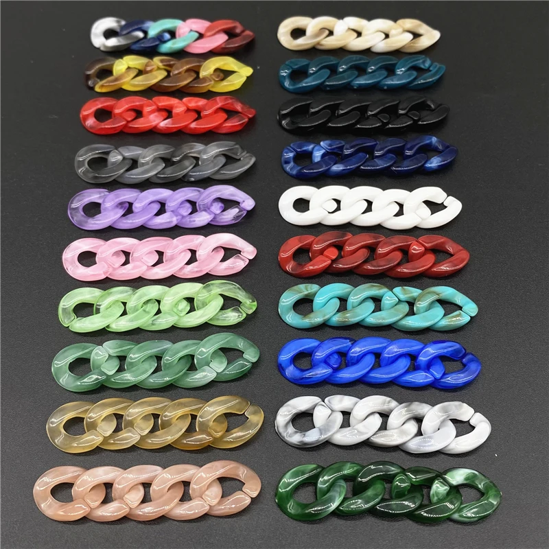 50 pièces/lot 10x14mm chaînes torsadées en acrylique perles à maillons chaîne de lunettes perles