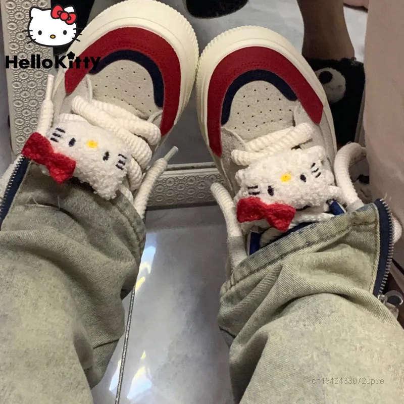 Sanrio Hello Kitty Shoes Y2k Luxury Designer Sneakers Cartoon Fashion Women's Sports Shoes 2023 Casual Sneaker Flat Board Shoe