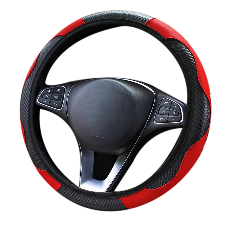 

Чехол рулевого колеса автомобиля дышащие Нескользящие Чехлы для руля, внутренние аксессуары, подходящие для украшения автомобиля, красный