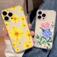 flower art painting phone cases for iphone 11 12 13 mini se 2020 6 6s 7 8 plus x xs xr pro max soft tpu pattern clear