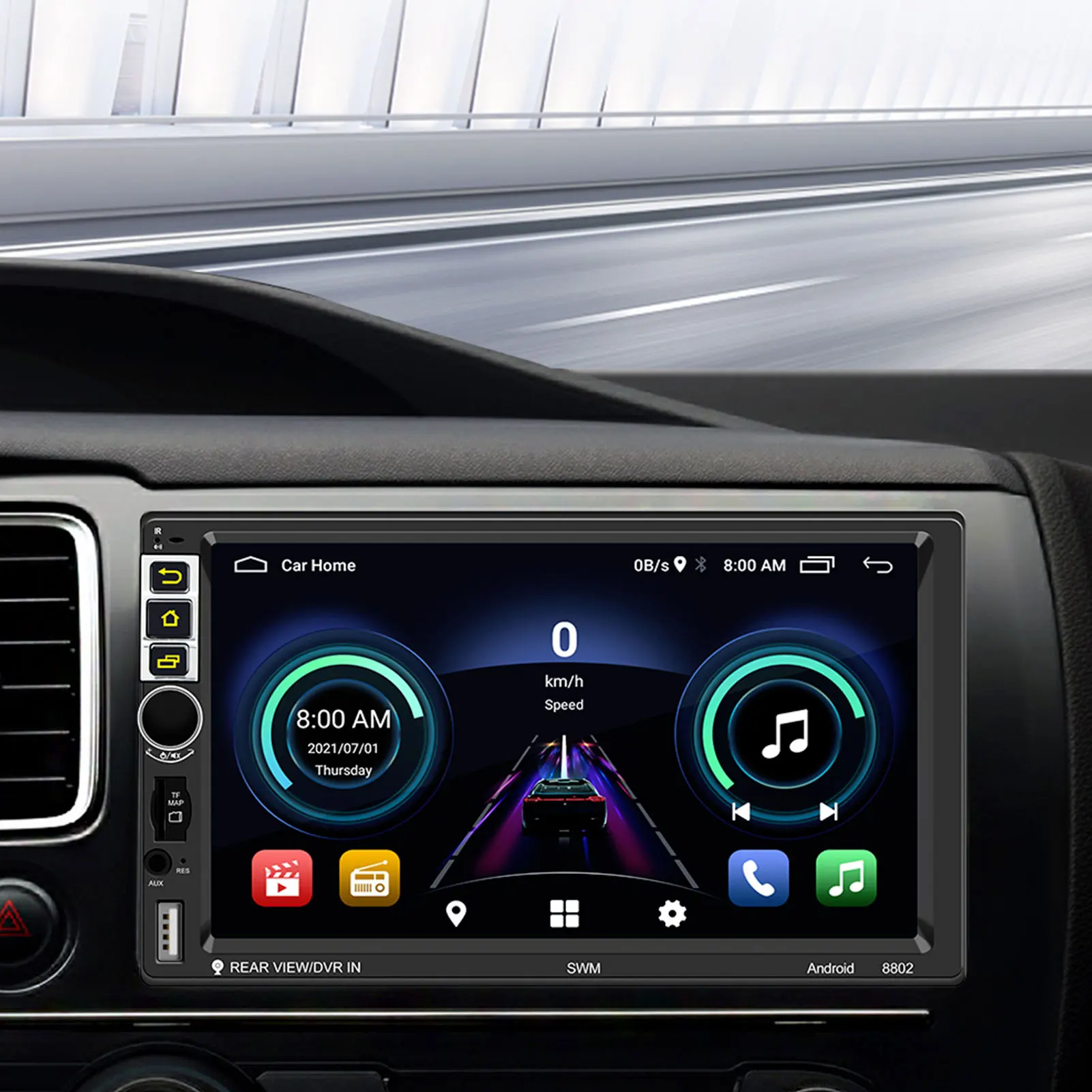 

Автомагнитола с 7-дюймовым сенсорным экраном Full HD, FM-радио, Bluetooth, камерой заднего вида и рулевым управлением