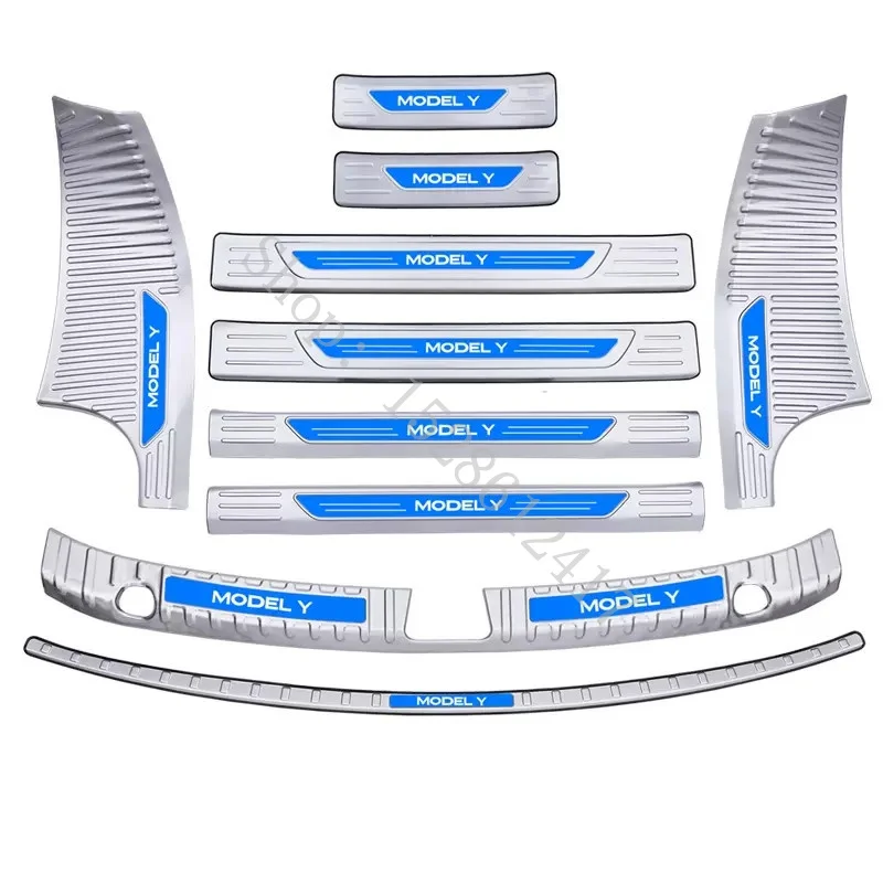 

for Tesla Model Y 2021-2023 Scuff Plate/Door Sill Rear Door Bumper Protector sill Trunk Sill Guard Decal car accessories