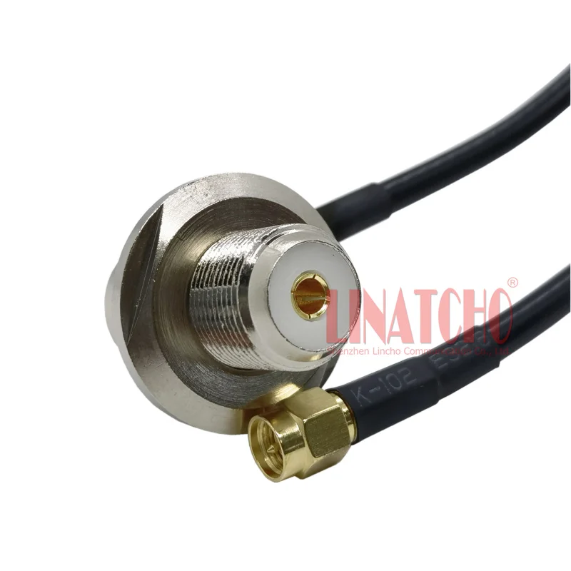 5 Meters RG58U Coaxial SMA Male and Right Aangle SO239 Connector for Walkie Talkie Radio Antenna Cable