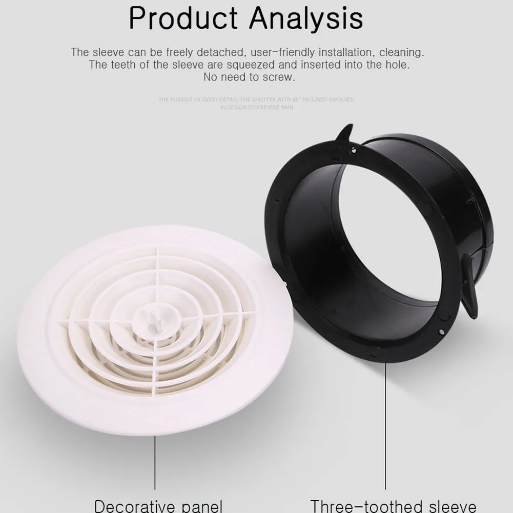 

75/100/125/150mm Round Air Vent Louver Grille Cover Outlet Adjustable Exhaust Vent Ducting For Bathroom Kitchen Office