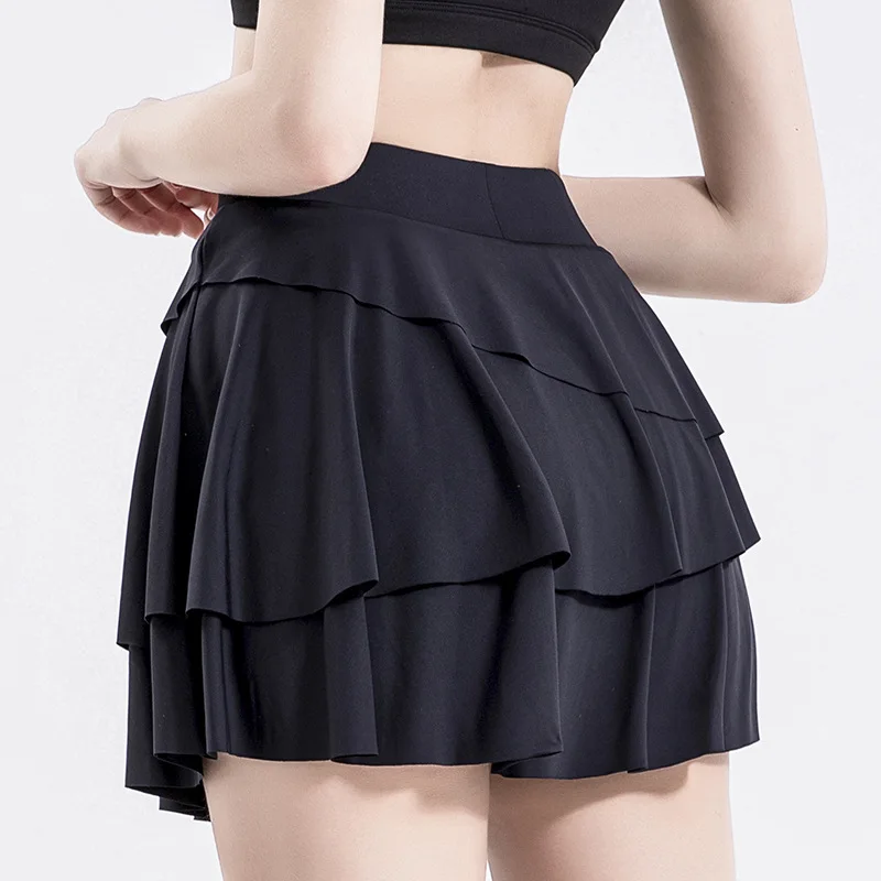 Yoga Sports Shorts Skirt Fake Two Piece Set Three-Layer Half Skirt Quick Dry Running Fitness Tennis Skirt Women Workout Skirts