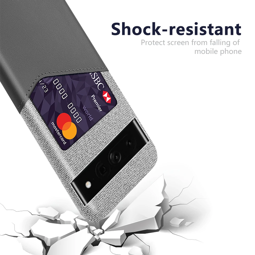 

Pixel7 For Google Pixel 7 Pro Case Cloth Fabric Case with ID Holder Slot Cover for Pixel 7 Pro Funda For Google Pixel 6 7 Pro