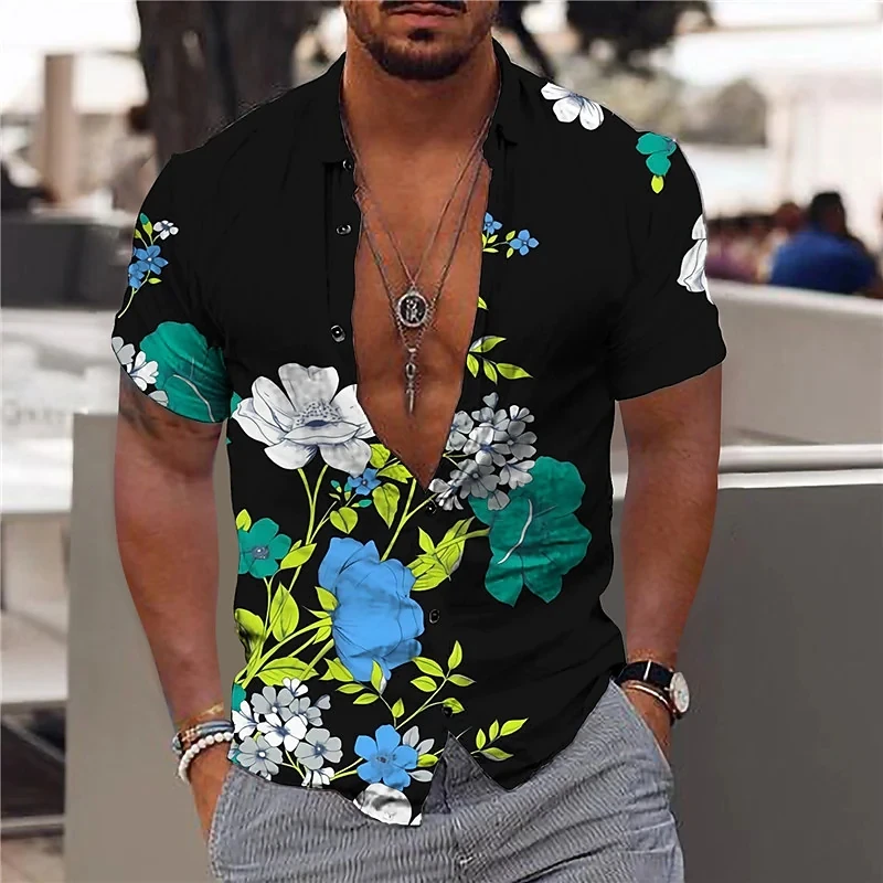 2022 Hawaiian Tropical Shirts For Men 3d Beach Holiday Short Sleeve Summer Oversized Tops Tee Shirt Man Floral Blouse 5xl Camisa
