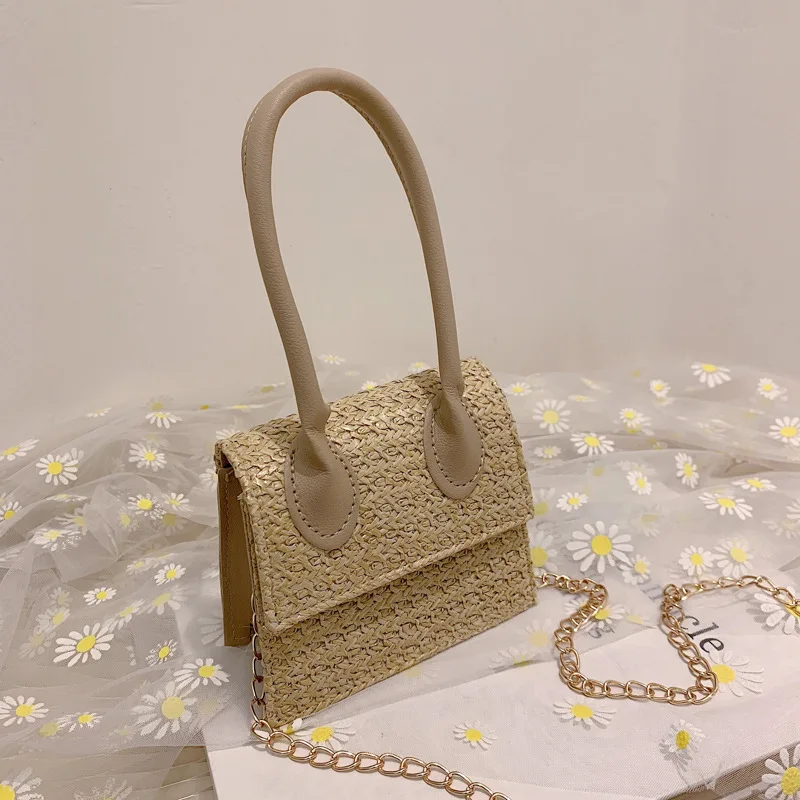 

Straw Handbags for Women Casual Luxury Designer Handbag Chain Luxury Bag Woman Small Women's Bag 2022 Trend Summer Shoulder Bags