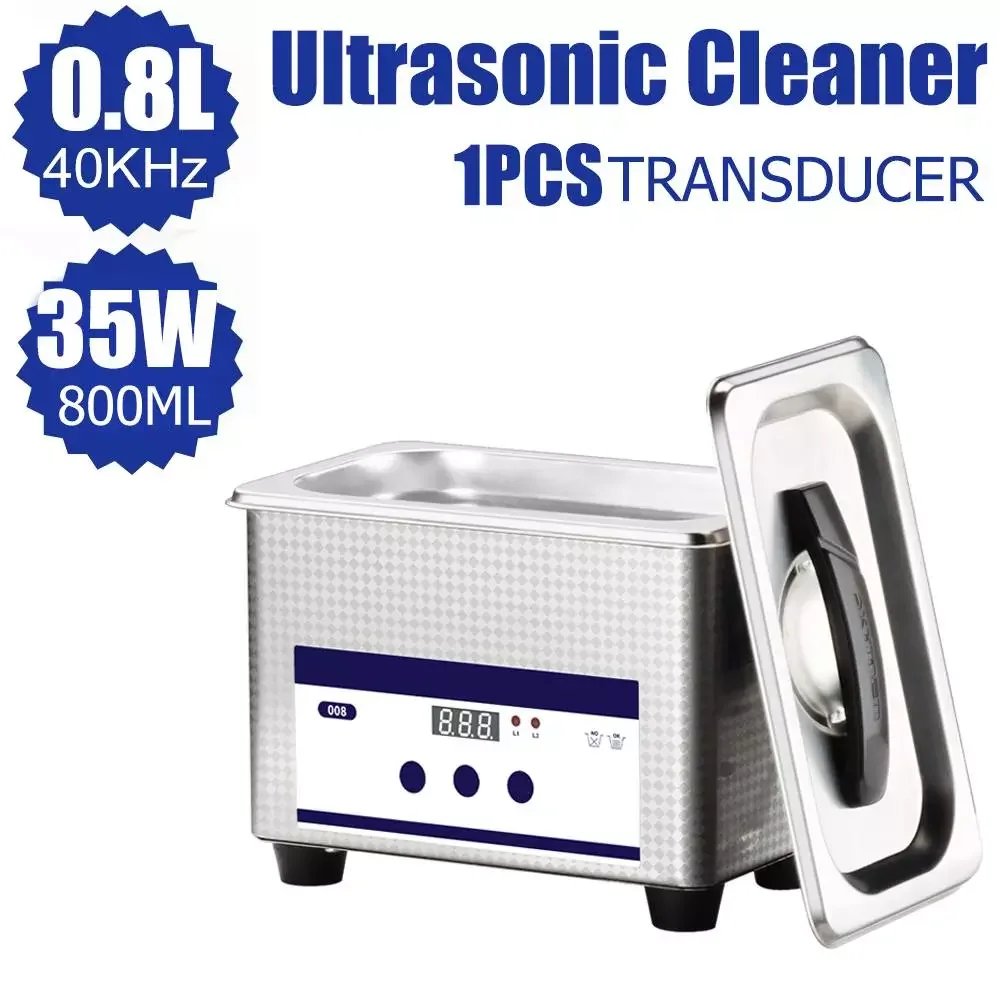 

110/220V 35W Digital Ultrasonic Cleaner 0.8L Watches Cleaning Machine 40KHz Jewelry Washer Bath Timer Stainless Tank EU/US Plug