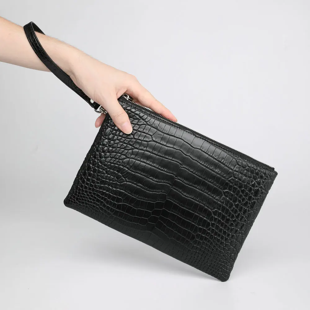 

2022 New Luxury Crocodile Belly Men's Envelope Bag Genuine Leather Clutch Wallet Large Capacity Business Leisure Man Handbag 50