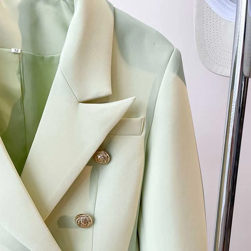 Women's Jacket Metal Double Breasted Slim Fit Fashion Blazer