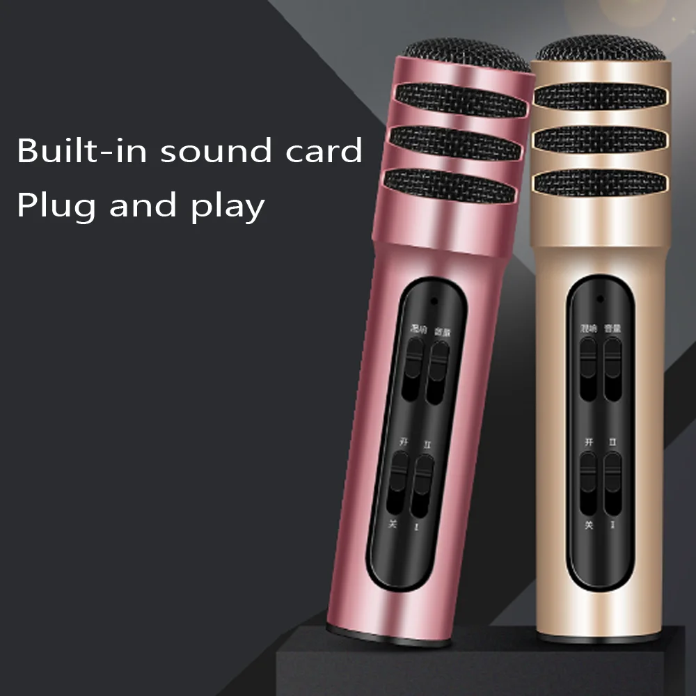 

Handheld Microphone Phone K Song Condenser Universal Microphone Anchor live singing microphone with sound card