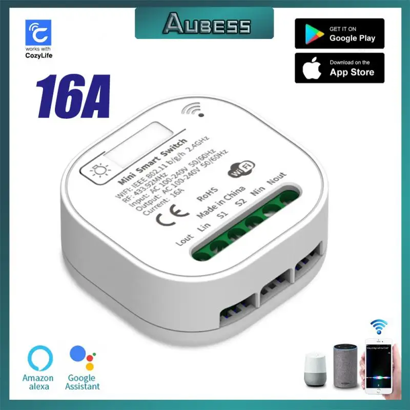 

CozyLife WiFi Smart Light Switch 2 Way Control 433 Switch 16A Mini Switch Module Smart Home Work With Alexa Google Home