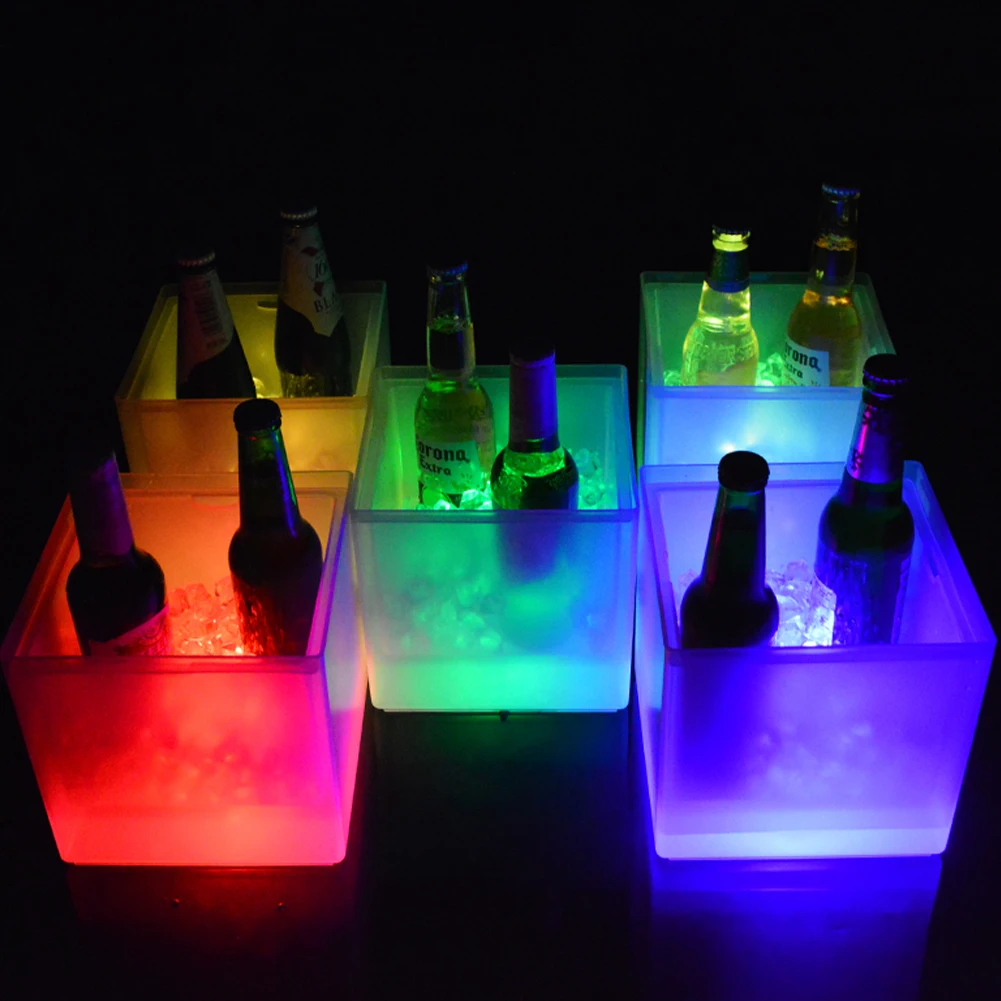 

3.5/4/5L LED Ice Buckets Large Capacity Colorful Wine Ice Bucket Drink Container Lighted with 7Color Changing for Party Home Bar