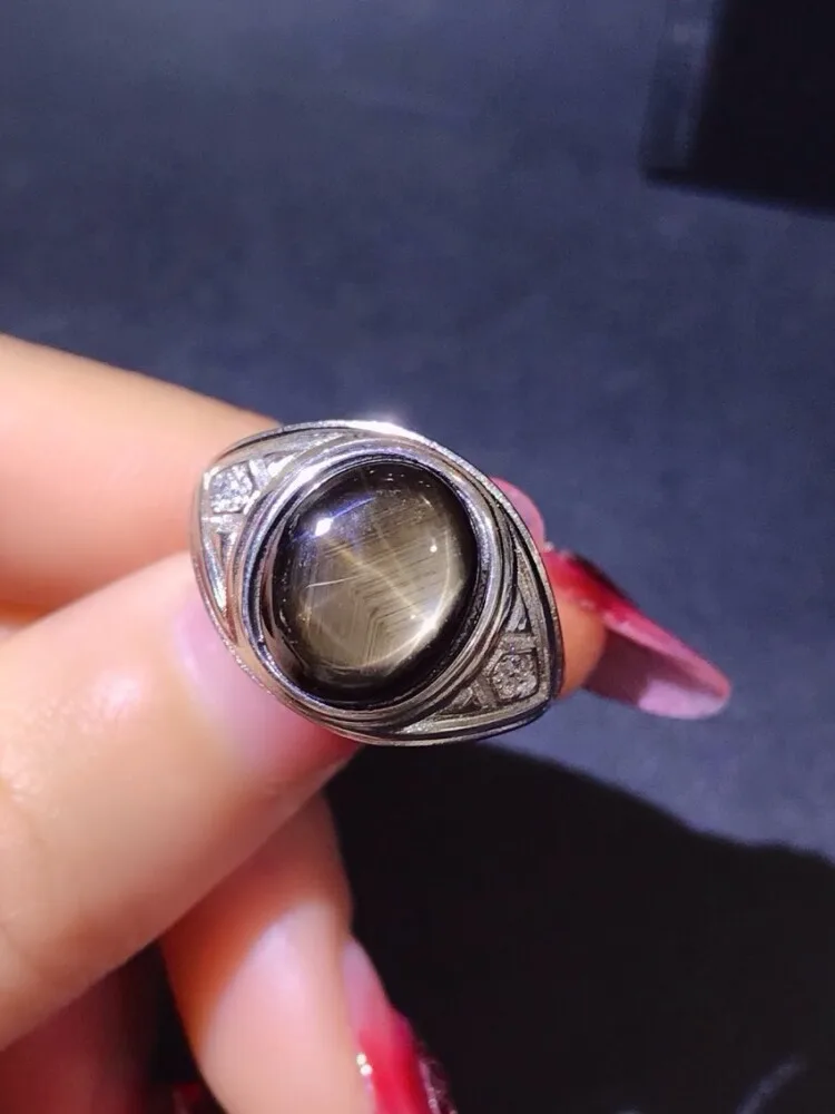 Роскошное кольцо со звездами и искусственным сапфиром для мужчин 2 карата 10 мм * 12