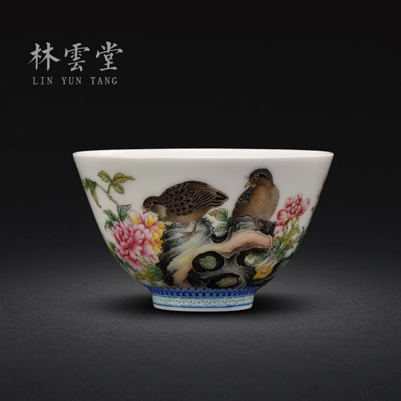 

|Lin Yuntang hand painted enamel Master Cup single cup Jingdezhen handmade ceramic Kung Fu tea cup lyt9094
