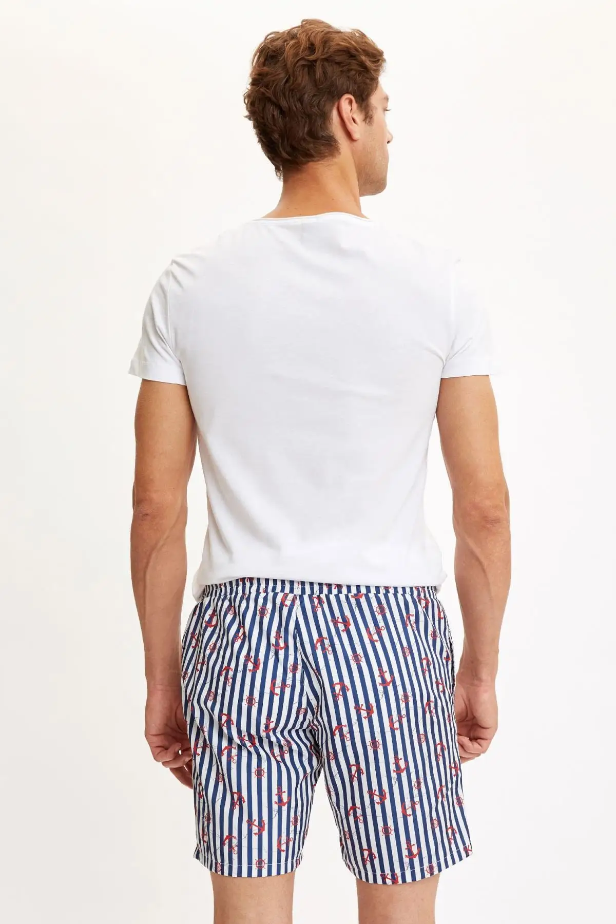 

Men's Surf Shorts Swim Shorts ed White Stripe Anchor arine Shorts