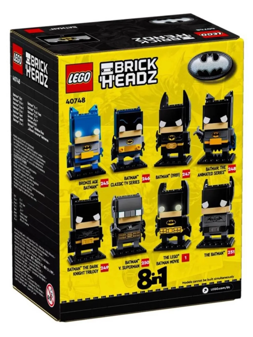 LEGO BrickHeadz DC COMICS SUPER HEROES 8 в 1 40748 Лимитированная серия Бэтмен ™   К 85-летию: набор для девочек и мальчиков, 325 предметов (art.: 3920cc940120d) - 3920cc940120d