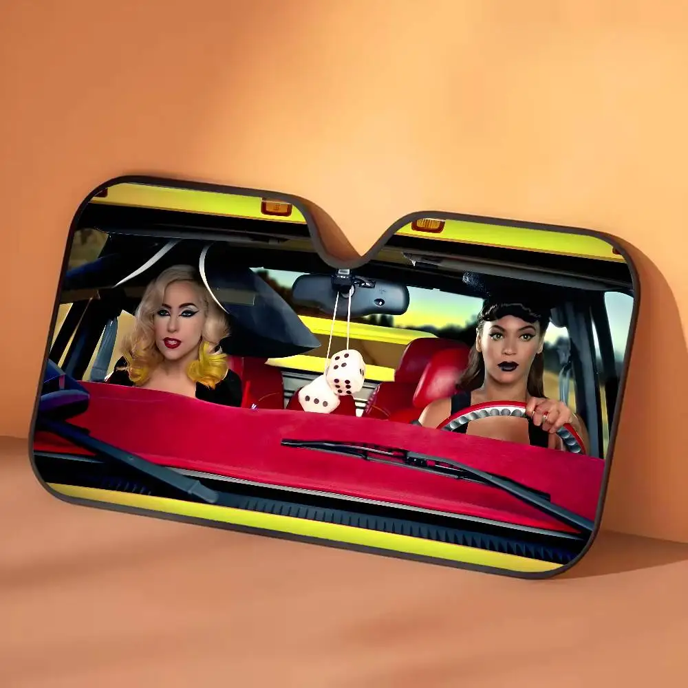 

Автомобильный солнцезащитный козырек B-Beyonce и LAdy-GagaS, летнее ветровое стекло, складная защита от ультрафиолета, теплоблокирующий чехол на лобовое стекло