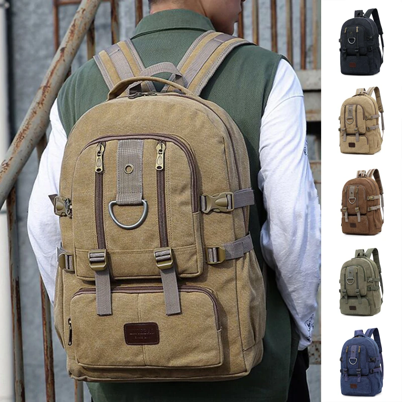 

Vintage Canvas Backpacks For Men And Women Travel Bag Casual Students For Hiking Travel Camping Backpack Large Capacity Bags