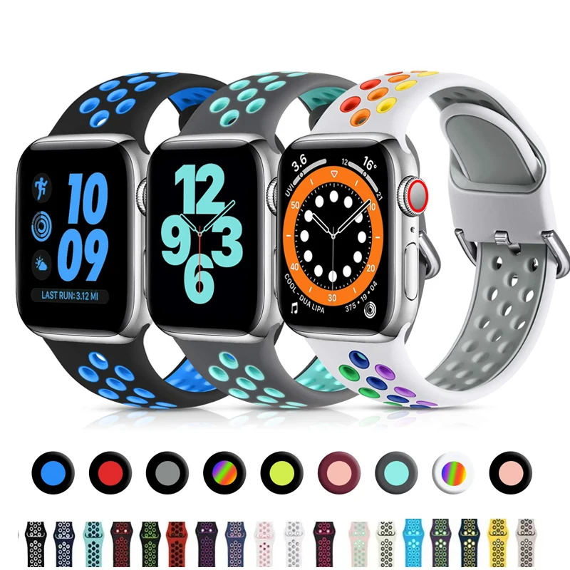 

Strap For Apple Watch ultra band 44mm 40mm 45mm 41mm 49mm 42mm 38mm correa Sport Silicone Bracelet iWatch series 7 3 4 5 6 se 8