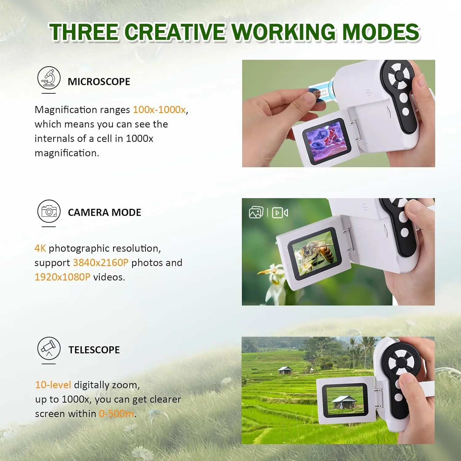 Микроскоп для детей портативный детский микроскоп 1000X с 6 регулируемыми