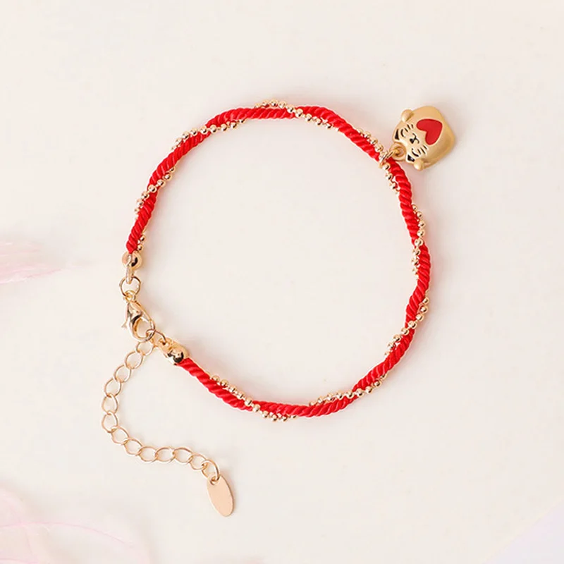 

Girl Party Red Bracelet Cat Women Handmade Good Luck 1PC Gifts Wristband Gift Braided