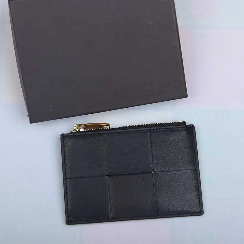 Men Card Holder Leather Wallet Sheepskin Bank Cardholder Fashion Zipper Short Purse Luxury Male Bag Credit Case Money Clip