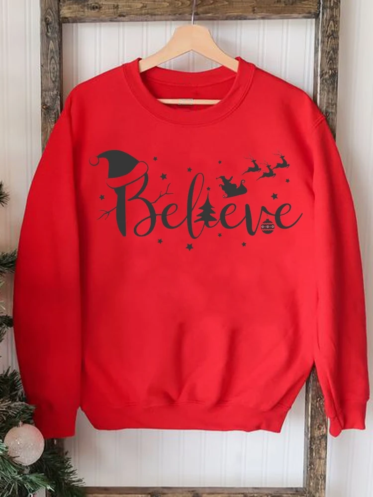

Merry Christmas Pullovers Clothing Women Fashion Printing Female Letter 90s Style Cute Winter Casual O-neck Graphic Sweatshirts