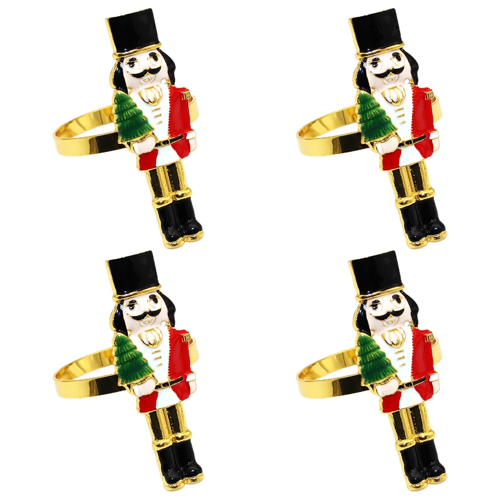 

4 Pcs Napkin Rings Elegant Decor Nutcracker Accessory Buckle Adornment Dining Table Banquet